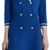 Blue Mini Sweater Dress for Women, Button up 3/4 Sleeve Knit Dresses for Teacher Work Business