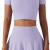 2 Piece Tennis Dress for Women High Waist Pleated Tennis Skirt with Shorts Short Sleeve Crop Golf Workout Skirts Sets