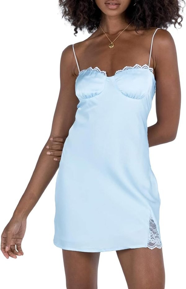 Women Graduation Dress Spaghetti Straps Sleeveless Short Dresses Y2k Low Cut Bodycon Going Out A-Line Mini Dress