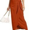 Women’s Maxi Skirt High Waist Wrap Pencil Long Skirts for Women Slim Boho Draped Front Bodycon Dresses