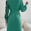 Womens Button Down Shirt Dresses with Belt Button Up Tunics Long Sleeve Blouse Tops
