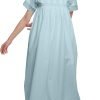 Lace Neckline Cotton Sleepwear For Ladies Womens Round Neck Nightdress